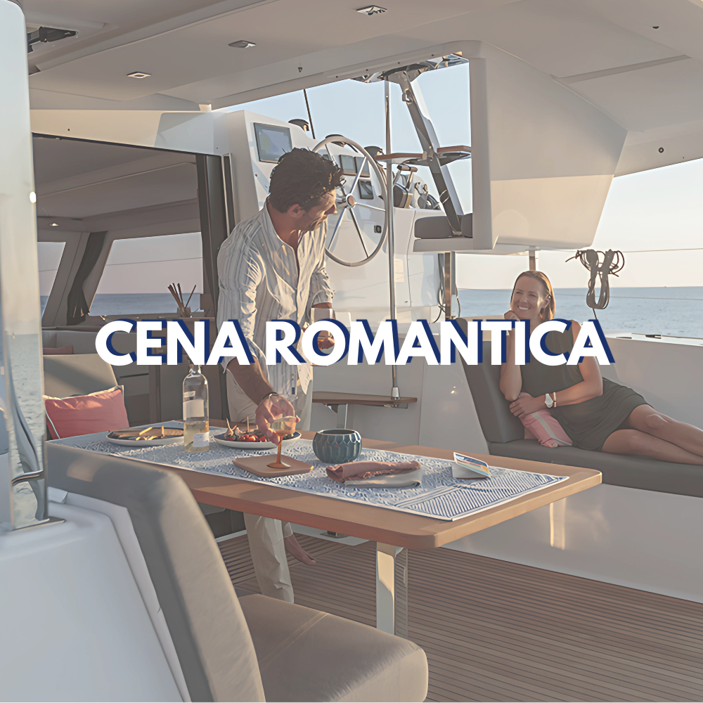 Cena romantica noleggio catamarano di lusso